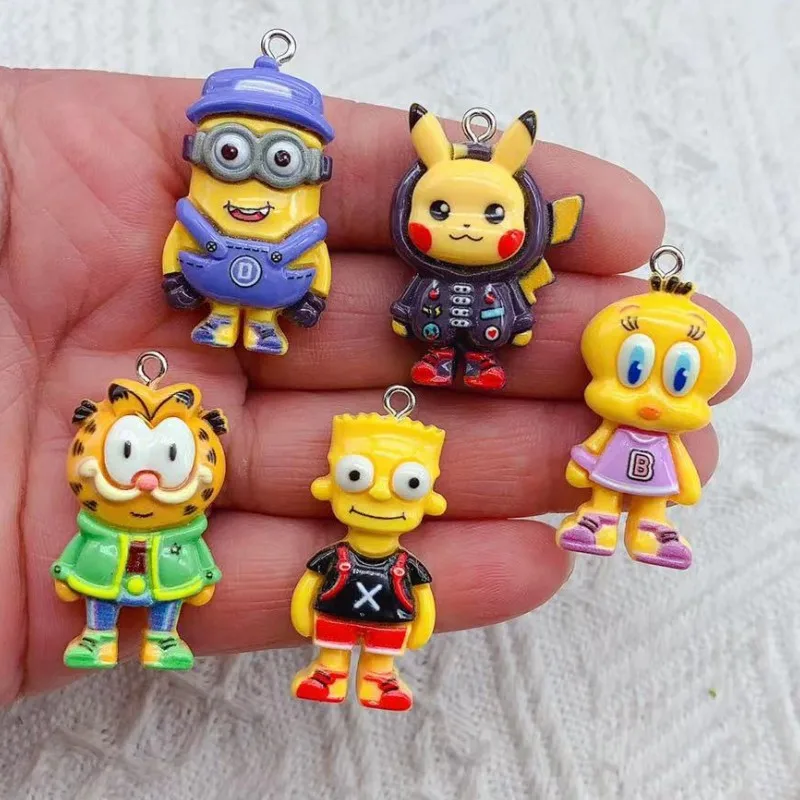 10pcs Cartoon Resin Charm Cute Earring Pendant Keychain Necklace Jewelry Accessories for DIY Making Crafts