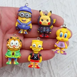 10pcs Cartoon Resin Charm Cute Earring Pendant Keychain Necklace Jewelry Accessories for DIY Making Crafts