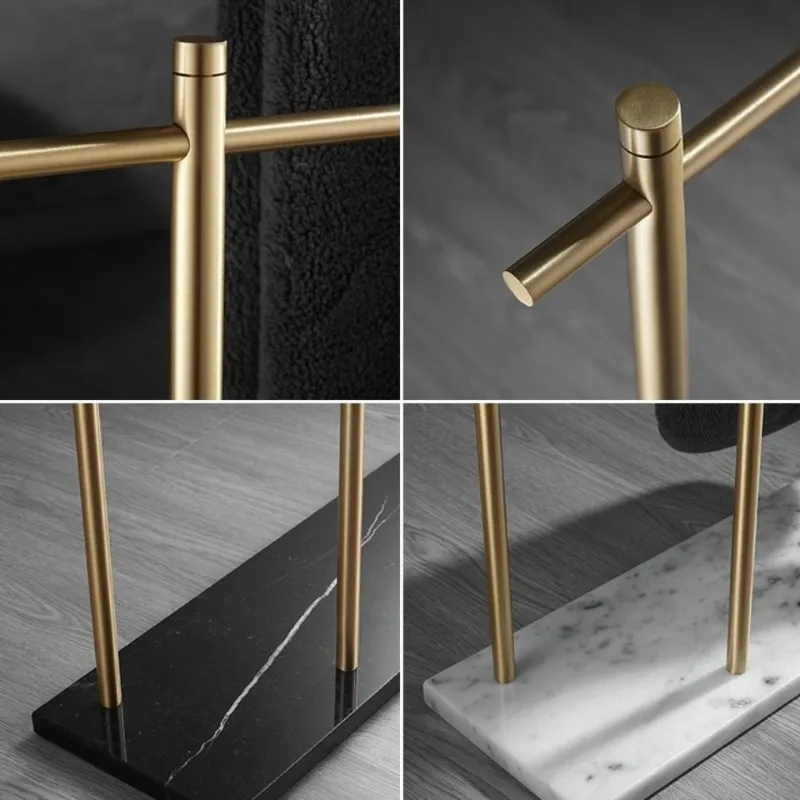 Marbre en laiton sans perforation, porte-serviettes, porte-serviettes du sol au plafond, salle de bain, support de séchage, porte-serviettes