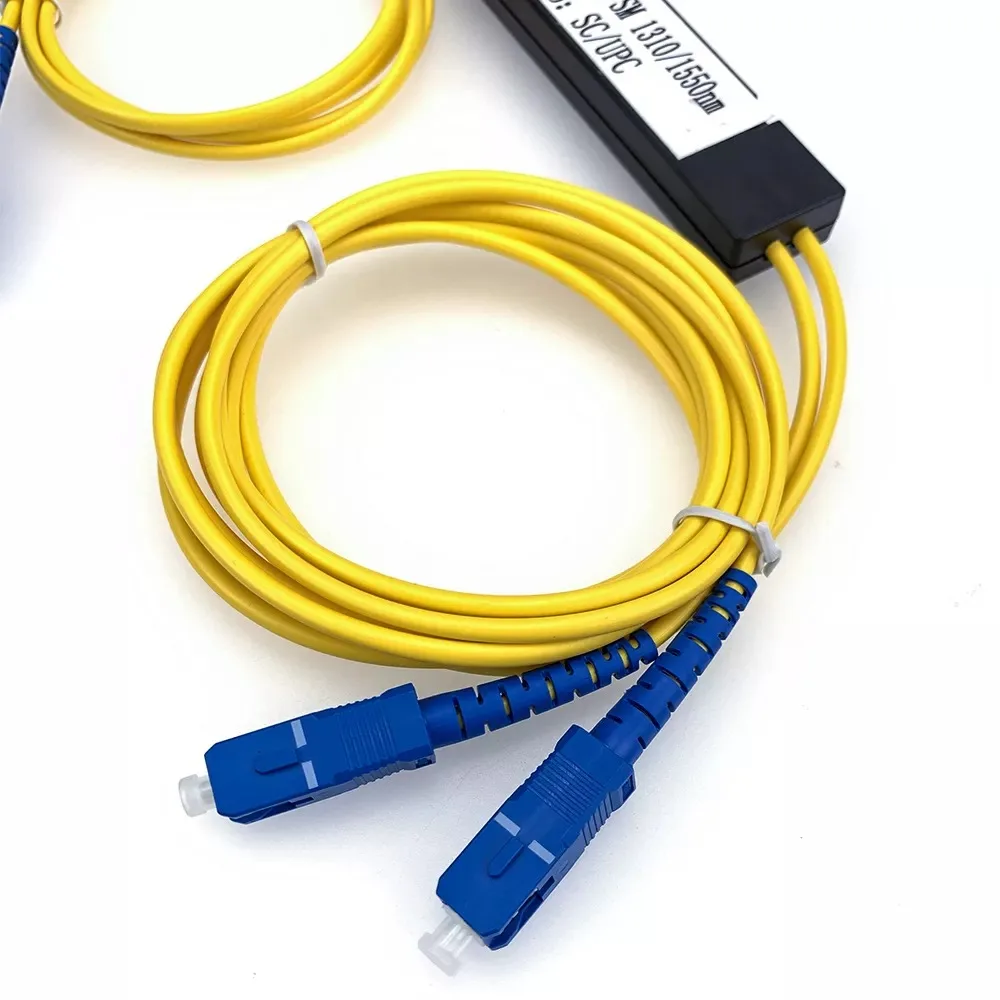 5pcs/Lot FTTH CABLE GPON EPON SC/UPC Connector G657A 1m 1.5m 2m Fiber Optical 1*2 PLC Splitter