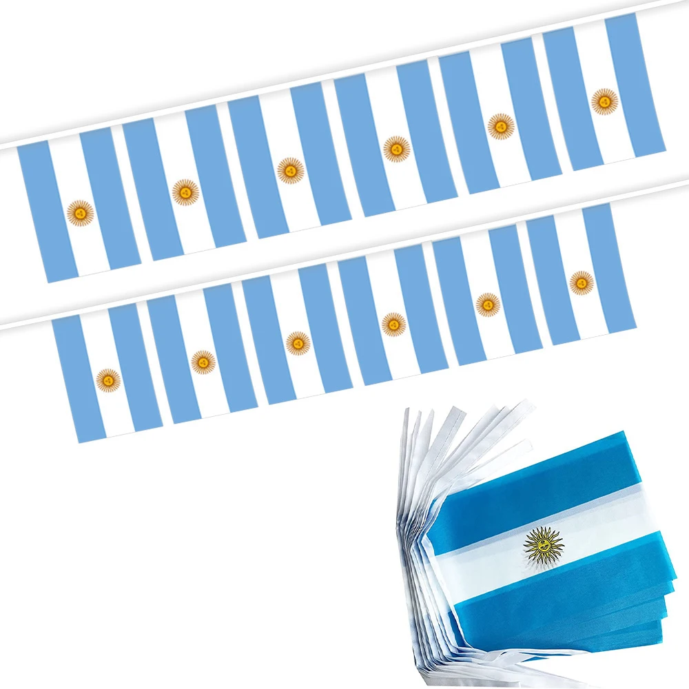 14x21cm 20pcs/lot  Argentina bunting flags polyester flying Pennant Argentina String Banner Buntings Festival Party