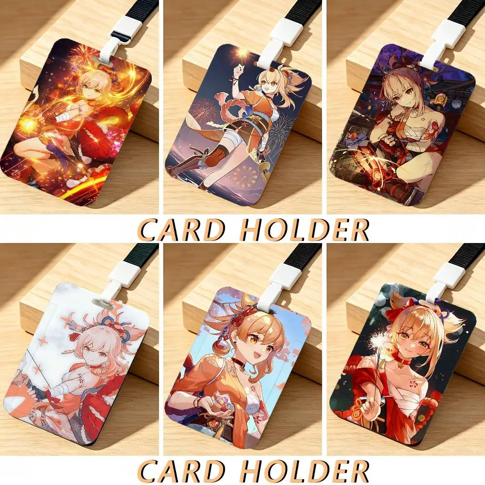 Genshin Impact Yoimiya Trendy Luxury ID Card Holder Lanyard Gift Men And Women For Gift Daily Life
