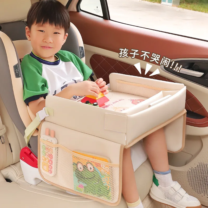 1 pc Car Table Car Seat Tray for Kids Foldable Multiple Pockets Waterproof  Portable Large Capacity Table for Dining Drawing Car