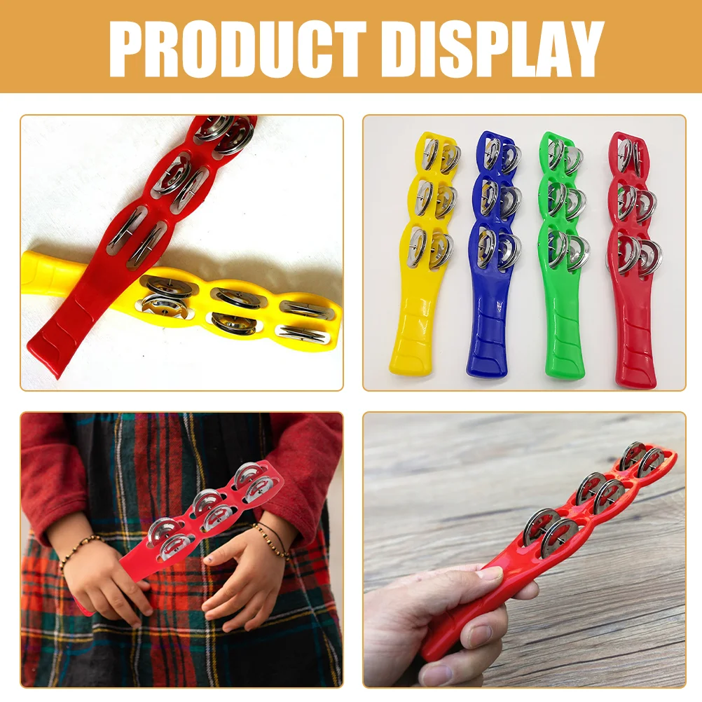 4 Pcs Liuling Board Eraser Tambourine Sticks for Kids Music Instrument Jingle Children Pp