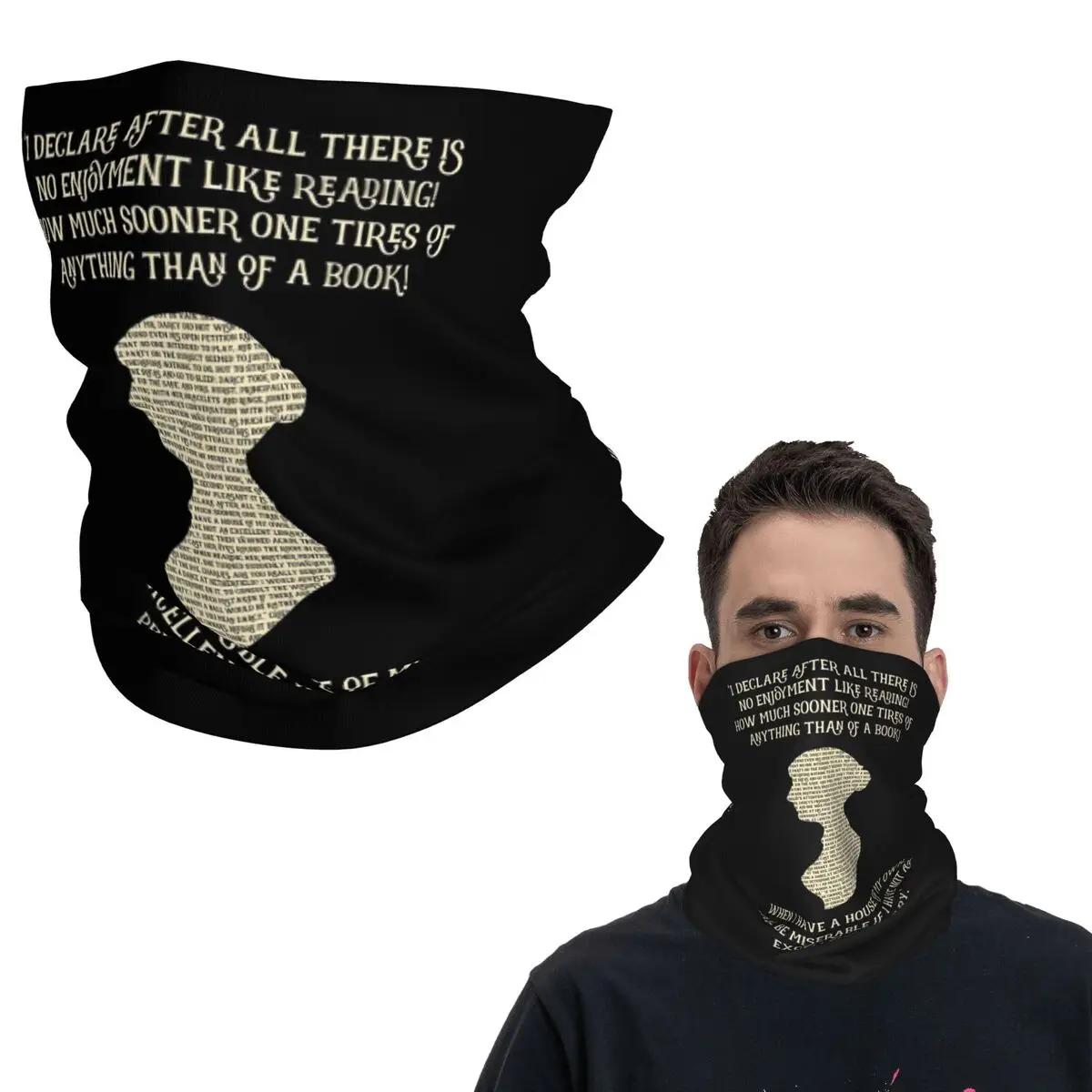 

Jane Austen Book Quote Pride And Prejudice Bandana Neck Cover Printed Mask Scarf Multi-use Cycling Scarf Cycling