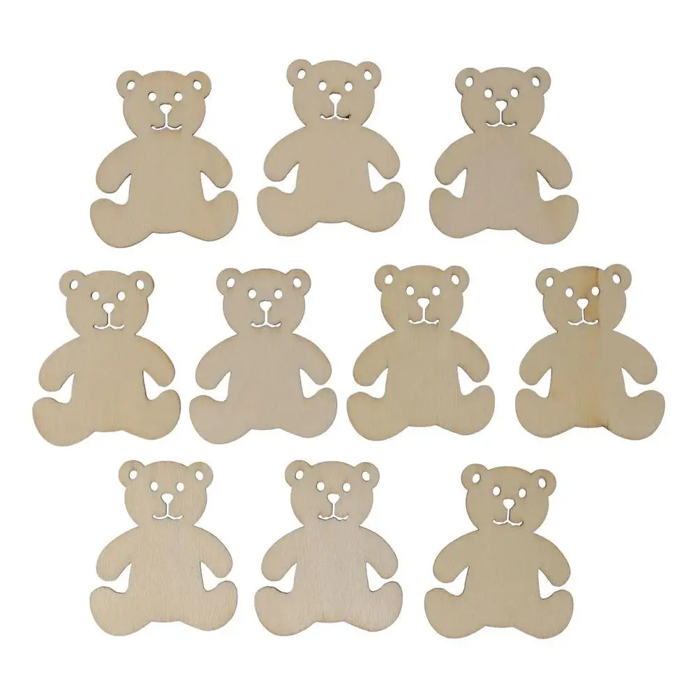 50pcs Wooden Color Bear Shaped Cutouts Bear Shape Density Plywood Material Wood Bear Shape Clips 41*48mm Hanging Bear Ornaments
