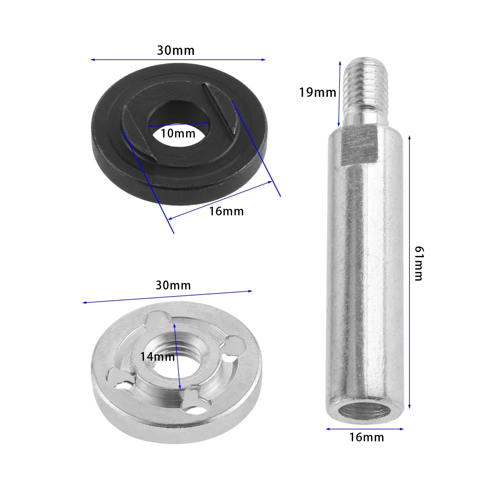 80mm Angle Grinder Extension Connecting Rod and M10 Thread Adapter Shaft Nuts Flange Tool for Model 100 Angle Grinders/Polishers