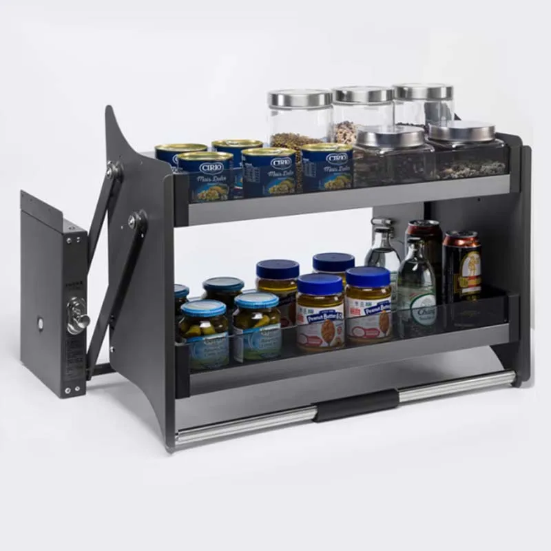 STT Modern Kitchen Cupboard Drop Storage Wall Cabinet Basket Metal Upper Cabinet Pull Spice Rack Pantry Eco-Friendly Dining