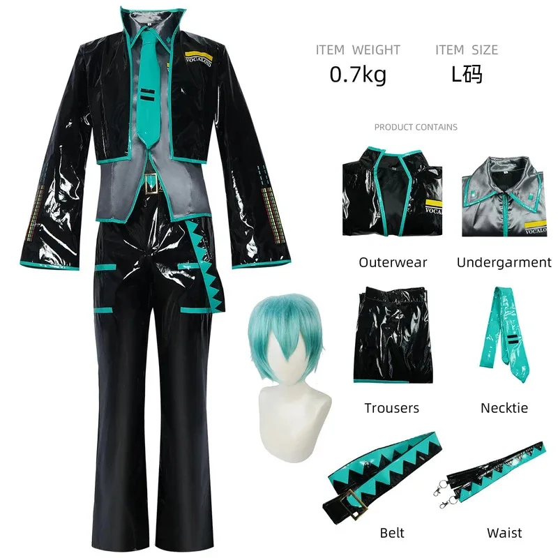 

Аниме Микуо Мужская версия Косплей Костюм Зеленый Цвет Любой Размер Полный Комплект Идеальные Черные Куртки На Заказ с Зелеными Париками