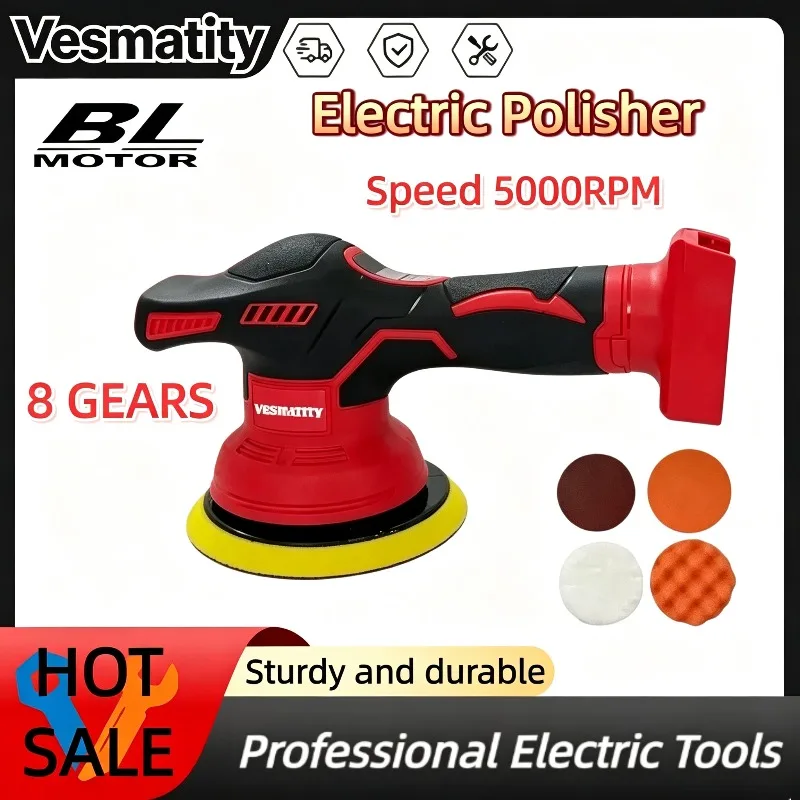 Electric Polisher Cordless Digital Display Polisher Auto Car Waxing Machine Disc Sand Grinder Fit Milwaukee Battery