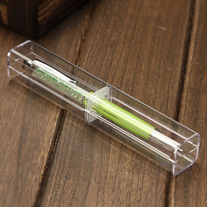 Box Case Pen Storage Box Stationery Organizer School Office Use Transparent  Plastic Tube Case with A Cute Shape