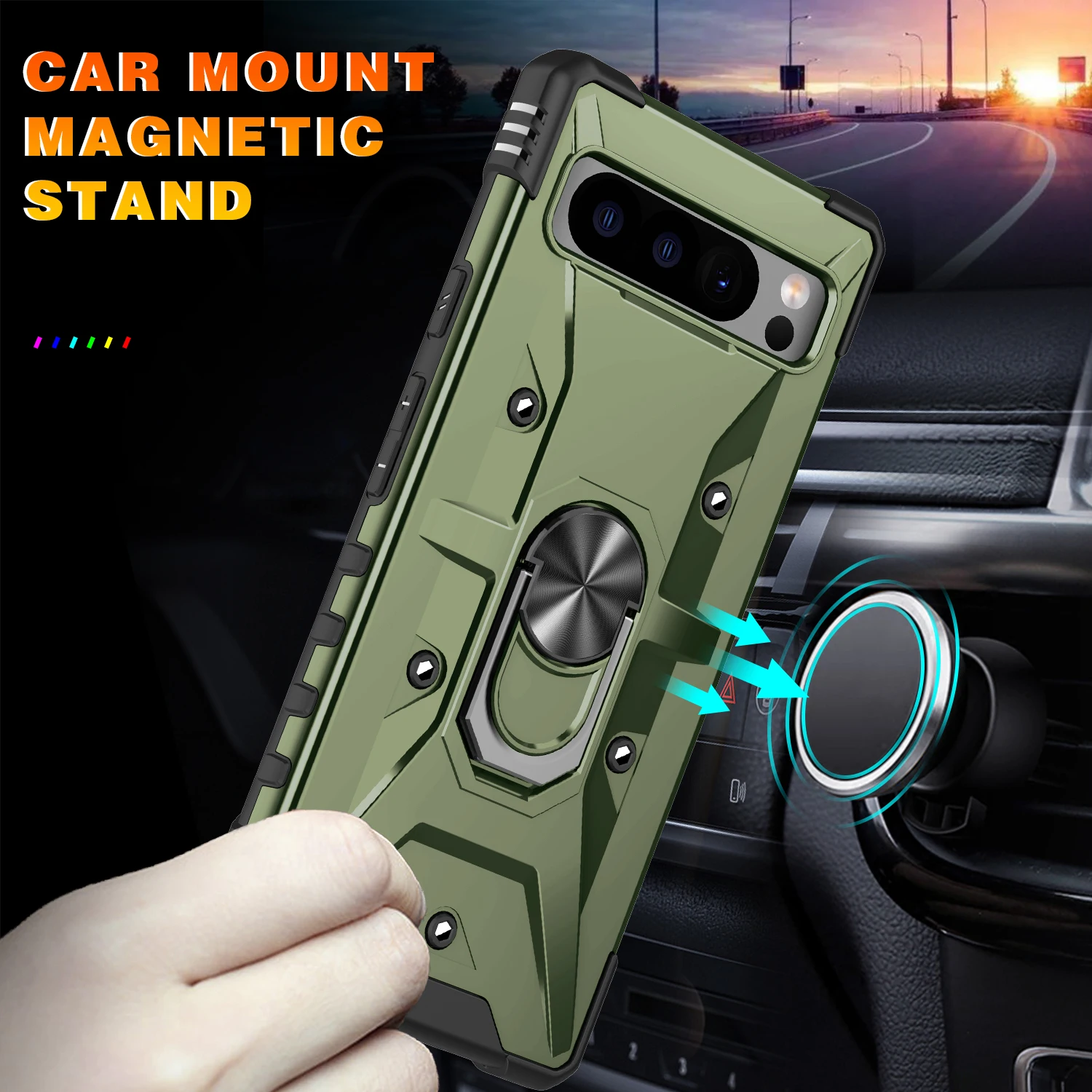 Armor Shockproof Phone Case For Google Pixel 7 Pro 8 Pro 6A 8Pro Holder Magnetic Hard Protective Structure Cover