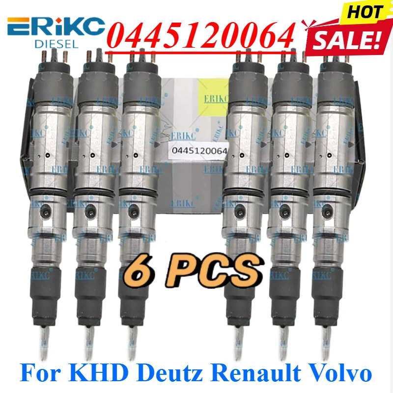 6PCS 0445120064 Diesel Fuel Injector OE 0986435529 Engine Nozzle For Bosch Deutz Renault Volvo KHD 4902255 4902825 21006085