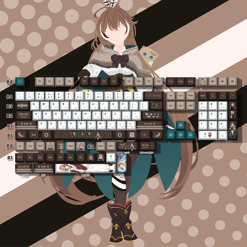 Nanashi Mumei Anime Keycaps Set PBT Sublimation Cherry Profile Keycaps for Mechanical Keyboard Accessories Custom Keyboard Caps