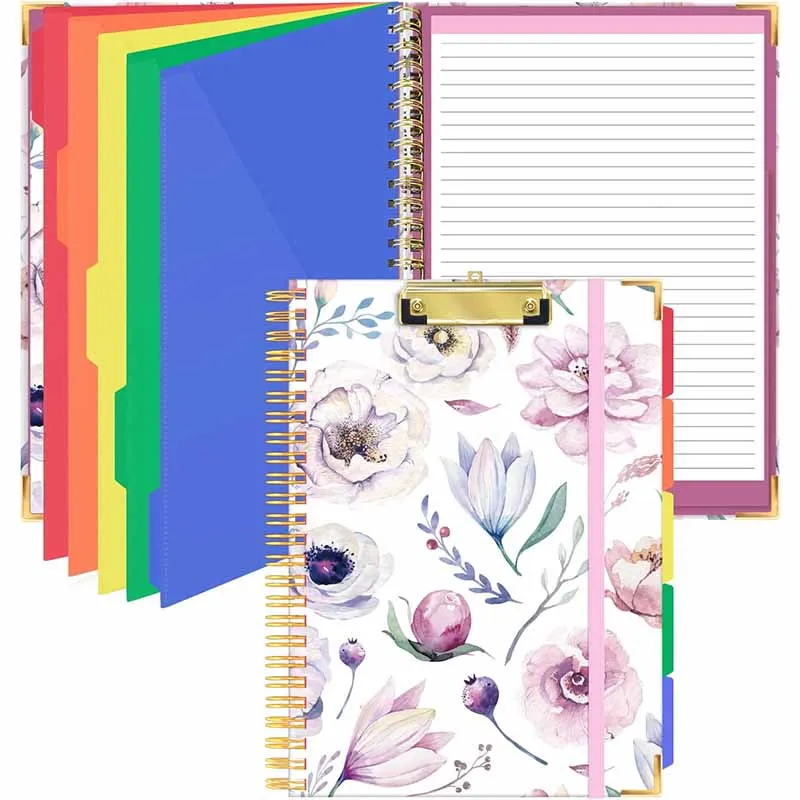 Clipboard with Storage, Cute Clipboard Folio with Pockets and Notepad for Letter Size, Spiral Clipboard Folder with Pen Loop