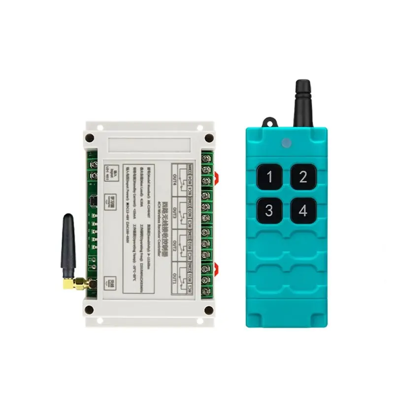 PHILE-DC12V-48V 4CH Rf433mhz Wireless Remote Control 30A LED Light Switch Relay Garage Door Openers Transmitter+ Receiver
