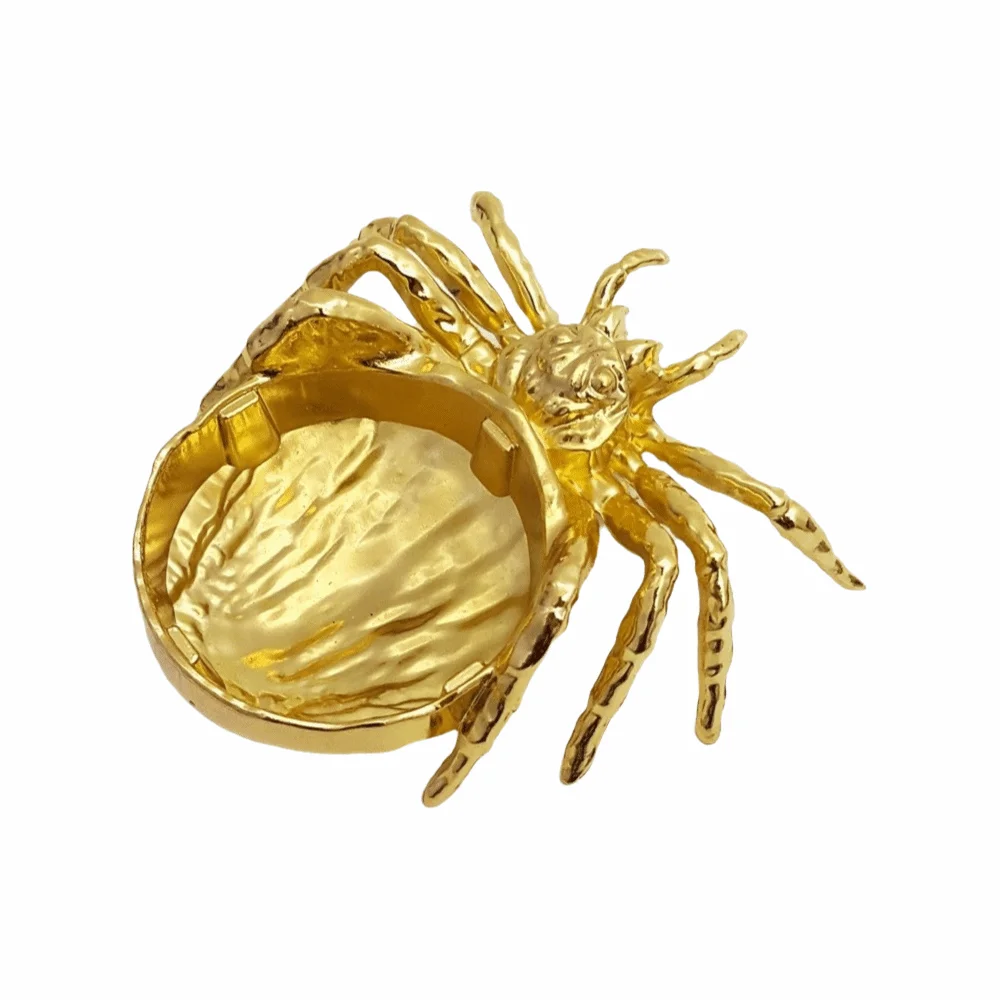 Vintage Spider Shaped Jewelry Tray Alloy Gothic Crystal Ball Stand Decoration Exquisite Candle Holder Aroma Holder Tray