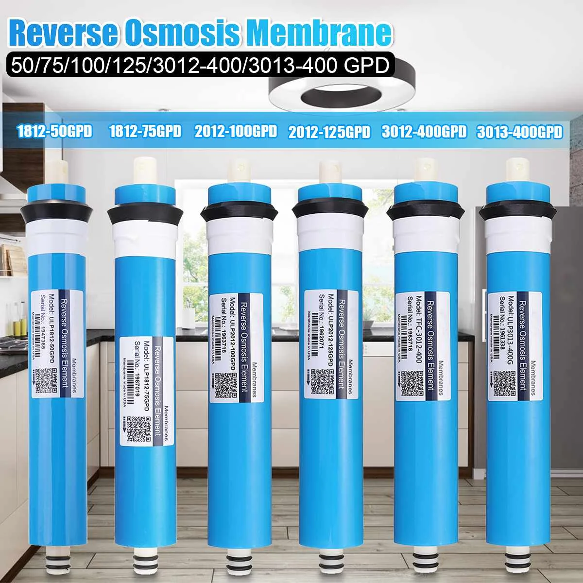 Repuestos de osmosis inversa 50/75/100/125 GPD, respuestos filtros para sistema de agua