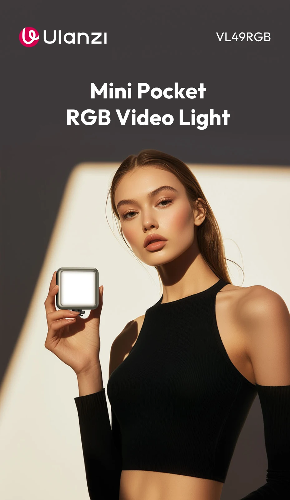 Ulanzi VL49 Vollfarb-RGB-LED-Videoleuchte 2500K-9000K 800LUX Magnetische Mini-Füllung 3 Kaltschuh 2000 mAh Typ-C-Kameralicht – Detail 1