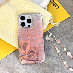 Cartoon Flower Bow Case For Vivo V40 V40E V30 Pro V30E V29 Lite V25E V27E Y17 Y12 Y15 Y22 Y31 Y33 Y35 Y38 Y51 Y56 Chain Cover