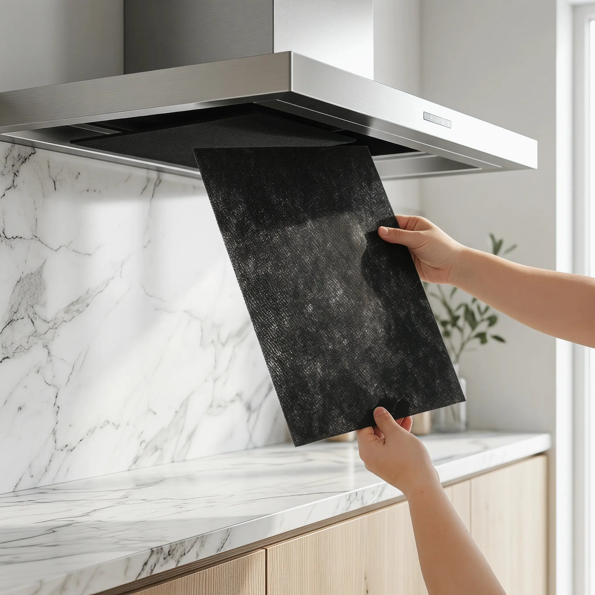 4Sheets Activated Carbon Fibre Air Vent Filters Heavy Duty Thick Yet Airflow Friendly Reusable for Range Hood Kitchen Hood