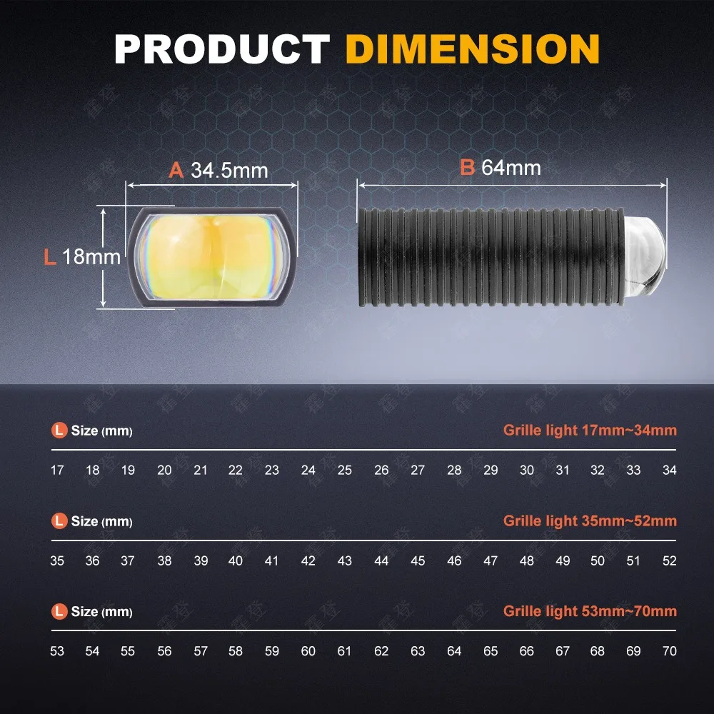 Luz de proyección de parrilla delantera de coche 3000K 25W para faro LED