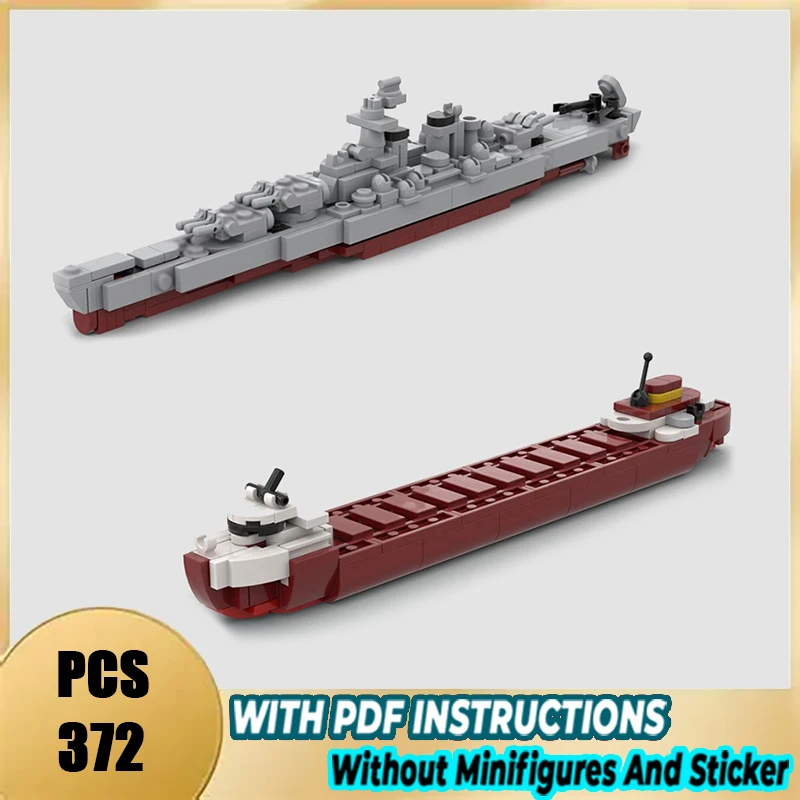 Navio de carga SS Edmund Fitzgerald e navio de guerra USS Iowa (BB-61) - Módulos técnicos em blocos de montar, presente de Natal, brinquedo DIY, conjunto de montagem.