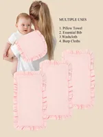 3-piece soft cotton baby bib/shoulder towel/baby burping mat/burping towel with ruffled edges