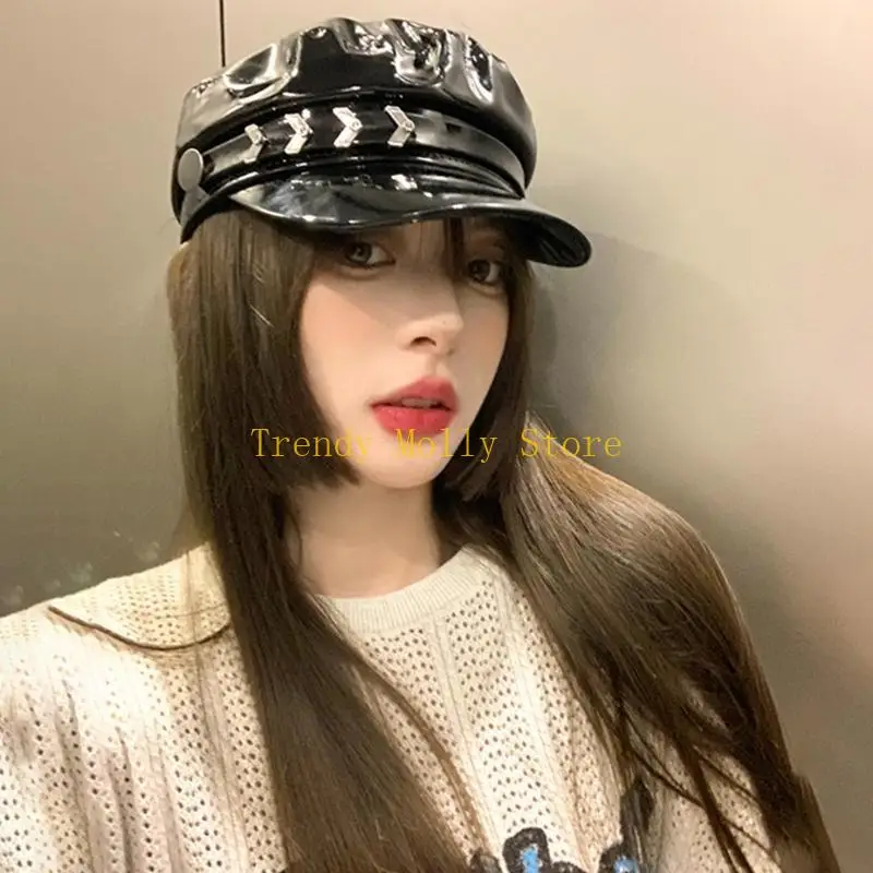 

N5KB Girls Painter Hat Octagonal Hat Winter Warm Cabbie Hat for Walking Dog