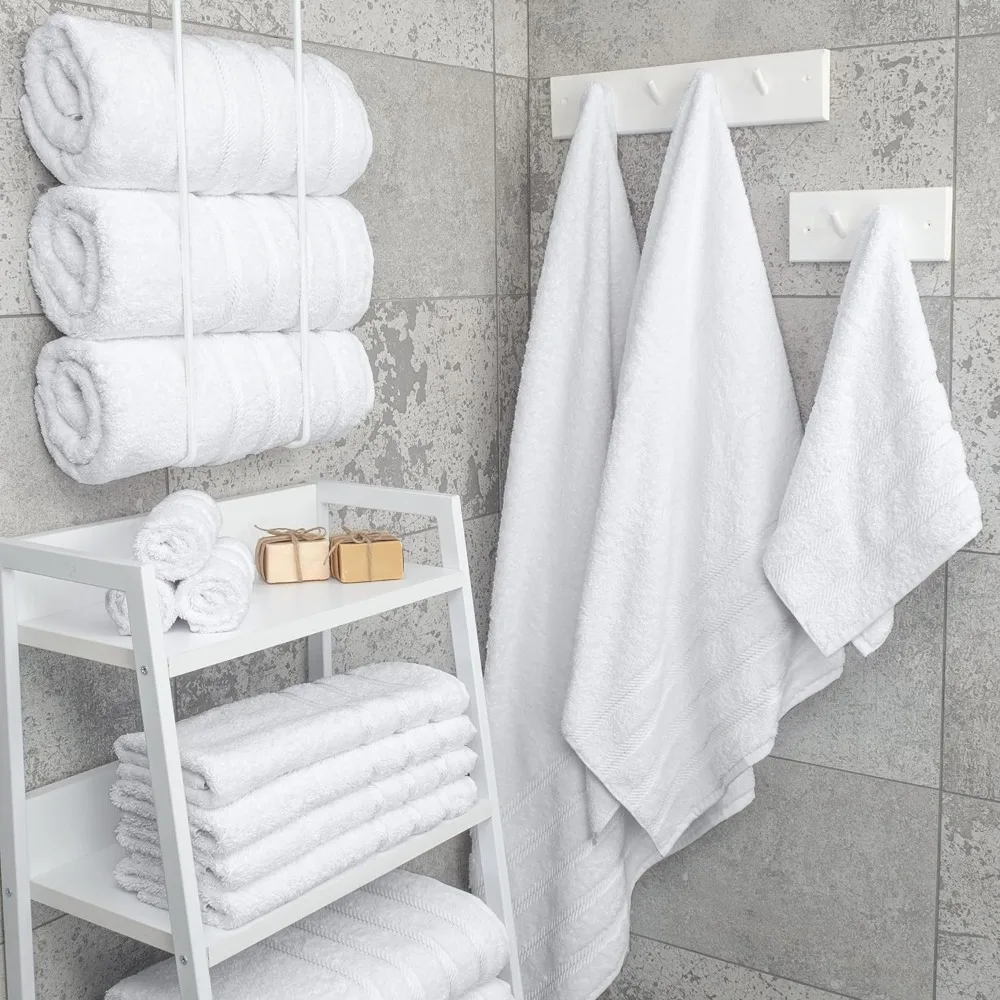 

Luxury 4 Piece Bath Towel Set, 100% Cotton Turkish Bath Towels for Bathroom, 27x54 in Extra Large Bathroom Shower Towels, White