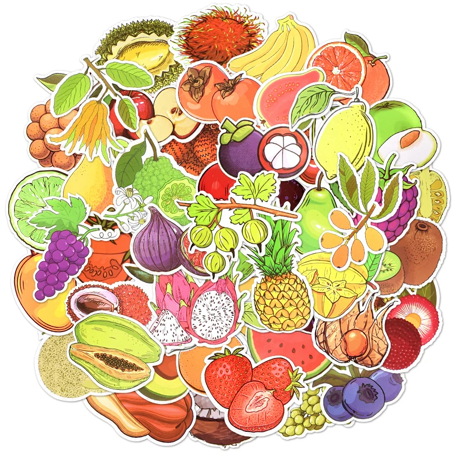 10/30/50PCS Cute Fruits Cartoon Stickers DIY Phone Laptop Travel Luggage Fridge Car Bike Guitar Waterproof Sticker Decal Kid Toy