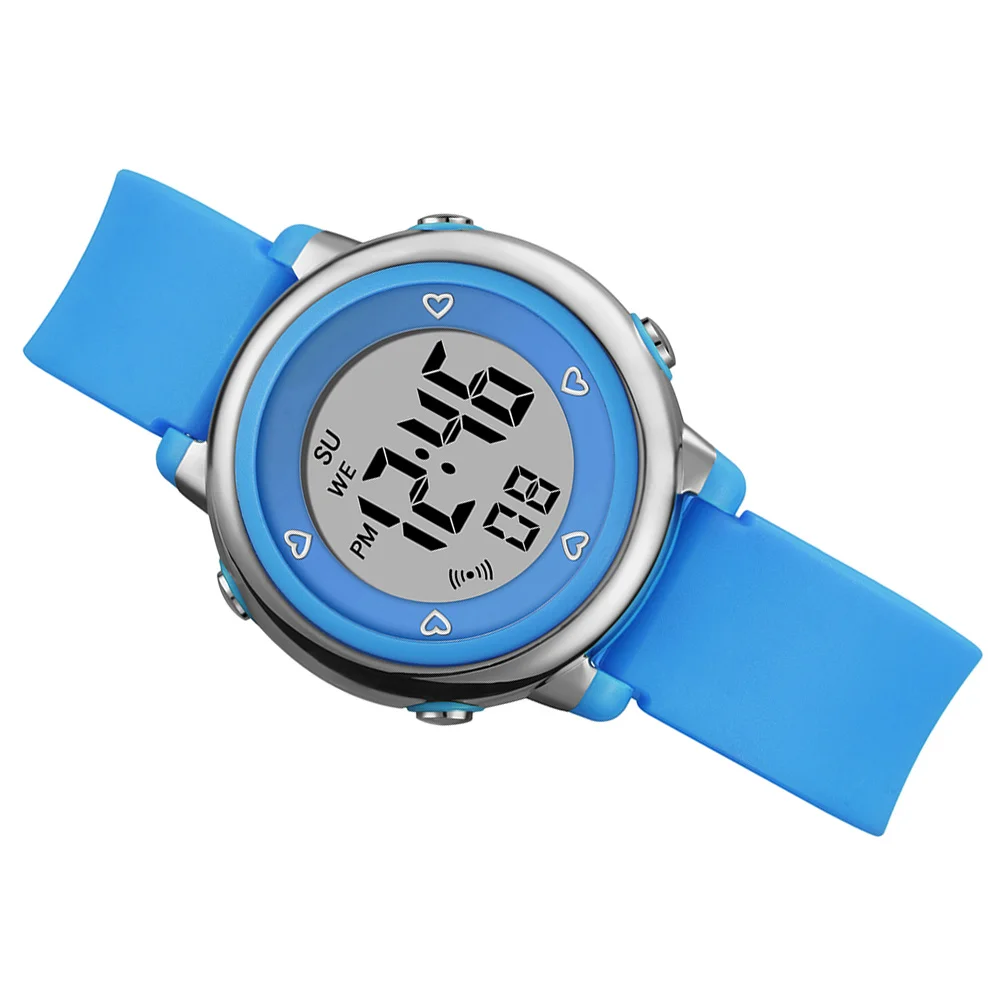 1Pcs Waterproof Electronic Watch Blue Multi-Function LED Luminous Student Wrist Watch Alarm Stopwatch Week Display