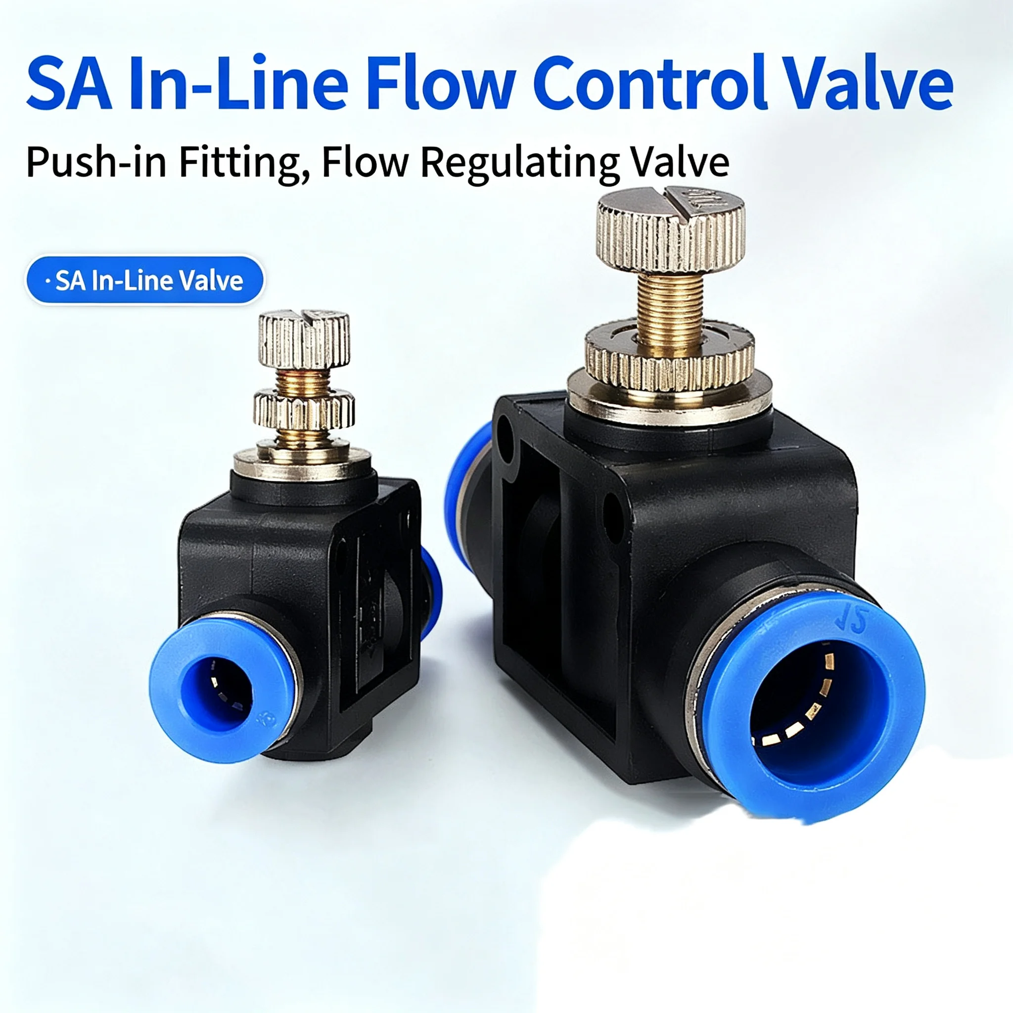 SA Throttle Valve Air Flow Control 4mm-12mm Pneumatic Manual Push in Connector Pipe Hose 20/50/100 Pcs Set for DIY