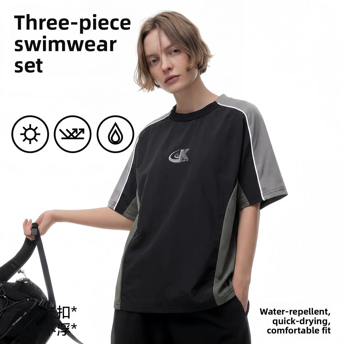 

Sports Swimming Suit Short Sleeve Unisex Quick Dry Beach Surfing Outfit Large Size Slimming Swimming Equipment Casual Sport Set