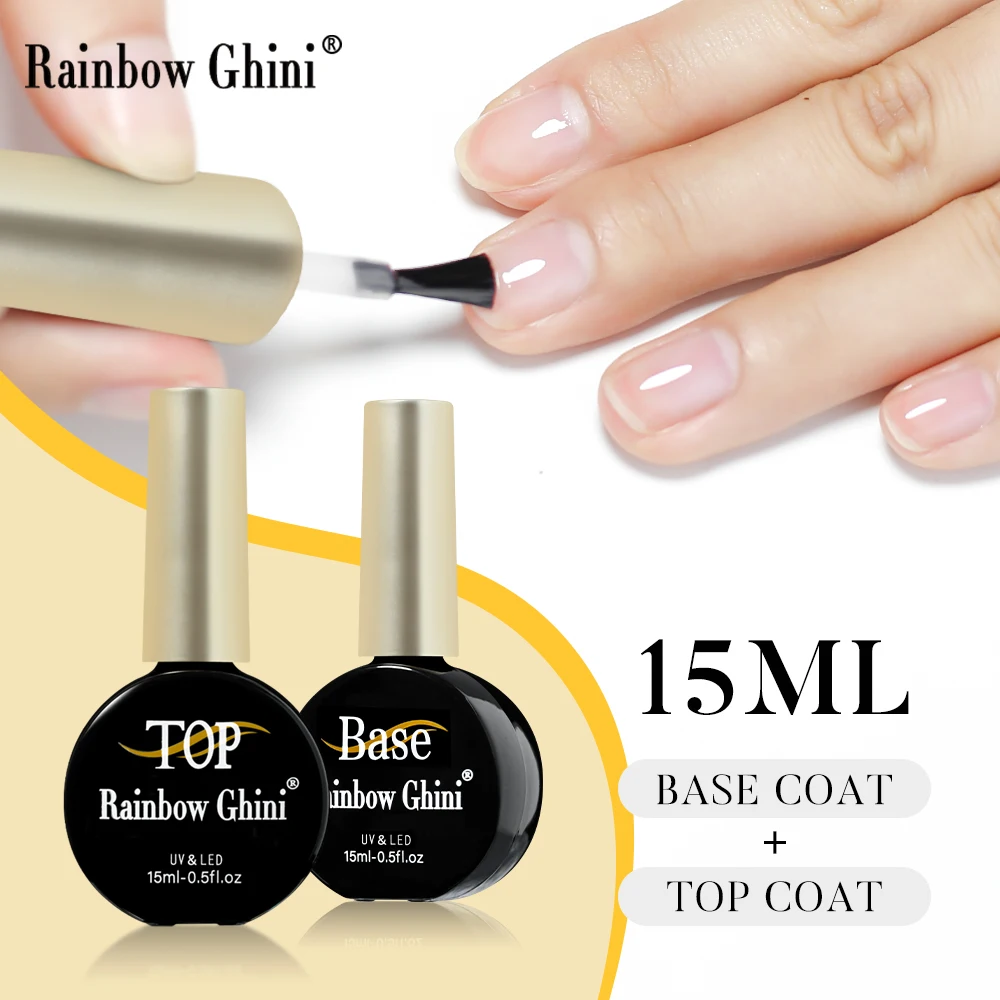 RG Base de Gel para uñas, capa superior mate, esmalte de Gel UV sin toallitas, transparente, brillante, semipermanente, barniz híbrido para manicura, 15ml, 2024