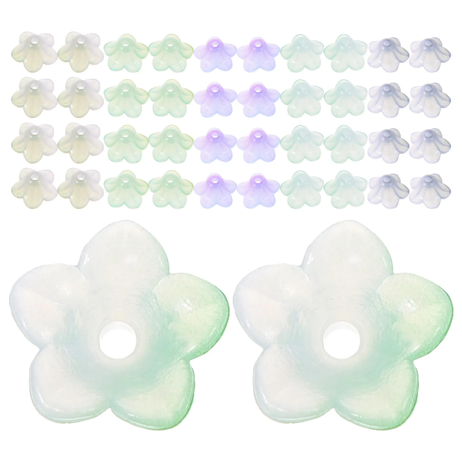 

500Pcs Colorful Flower Shape Beads Acrylic Loose Beads for DIY Jewelry Crafts Hair Accessory Making Supplies Acrylic Bead