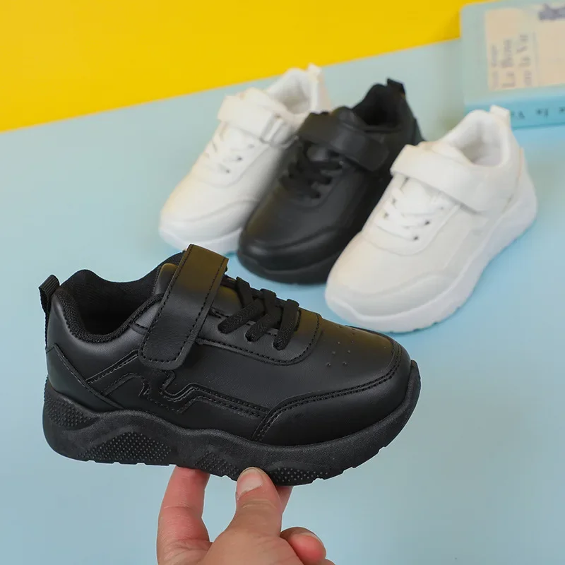 Kinderen Leren Sneakers Voor Meisjes Jongens 2024 Lente Herfst Nieuwe Mode Uk Stijl Zachte Comfortabele Casual Veelzijdige Sportschoenen