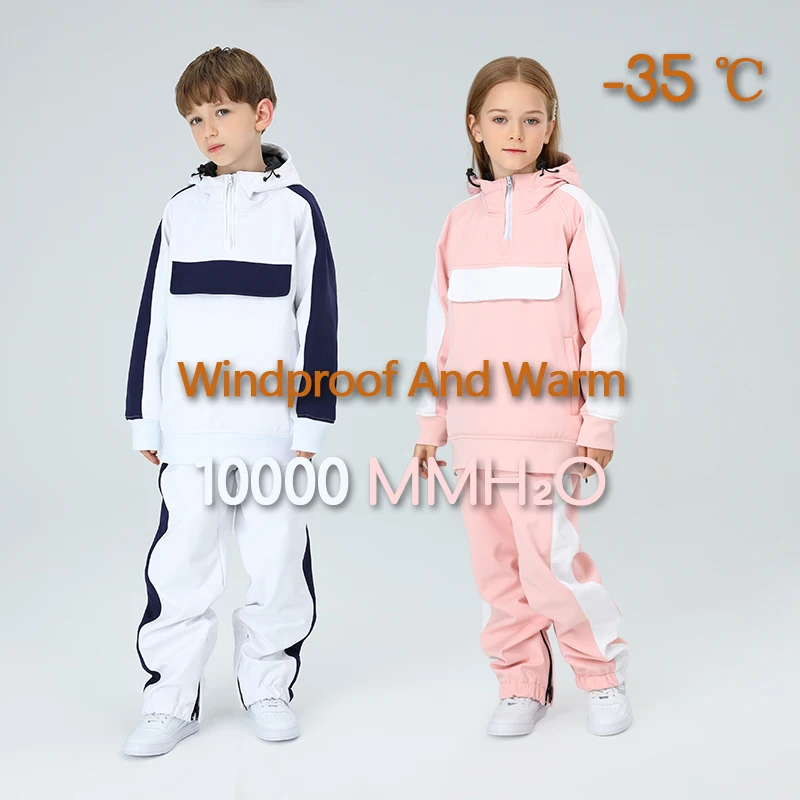 Nuevo conjunto de traje de esquí para niños, chaquetas y pantalones de esquí y snowboard a prueba de viento cálido de invierno-30 ℃, equipo de esquí de alta calidad