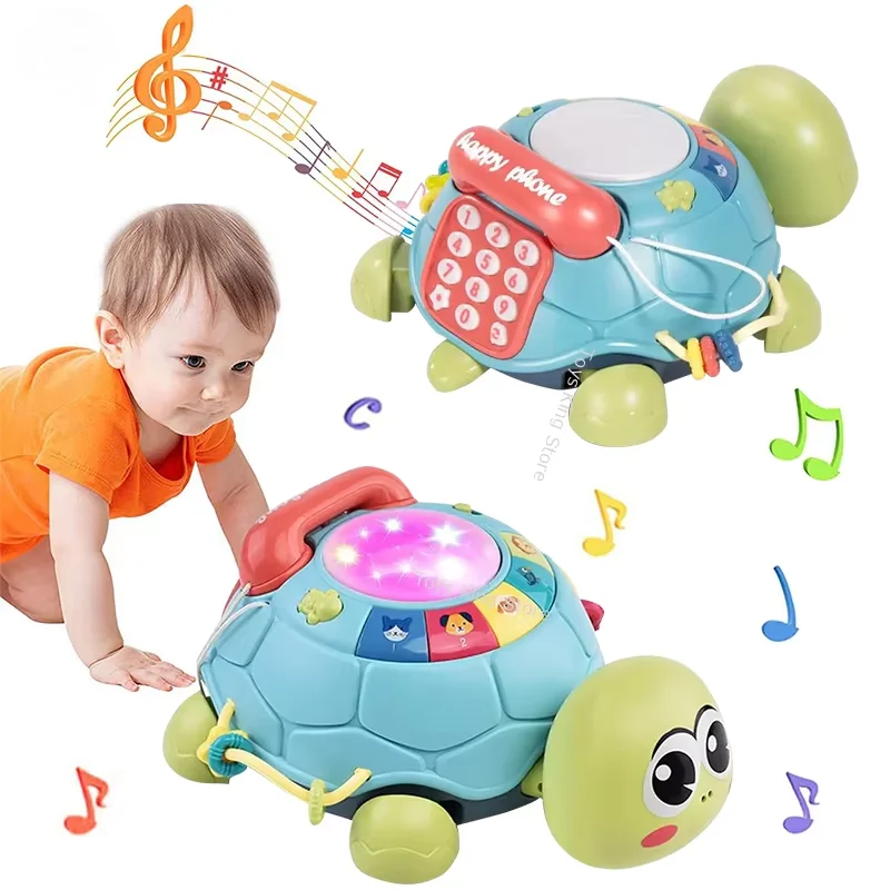 

Детские игрушки для ползания черепахи, телефонные игрушки, музыкальные звуковые огни, сказочная машина, многофункциональная головоломка, образовательные подарки для детей 6-12 месяцев