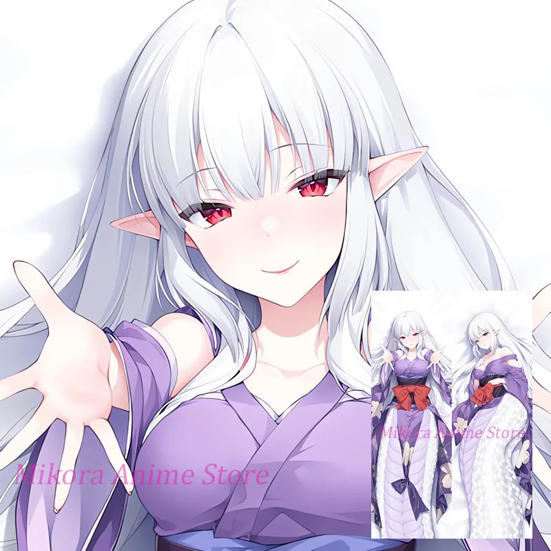 Dakimakura Shirohebi Monster Girl Anime غطاء وسادة للجسم مطبوع على الوجهين غطاء وسادة بالحجم الطبيعي