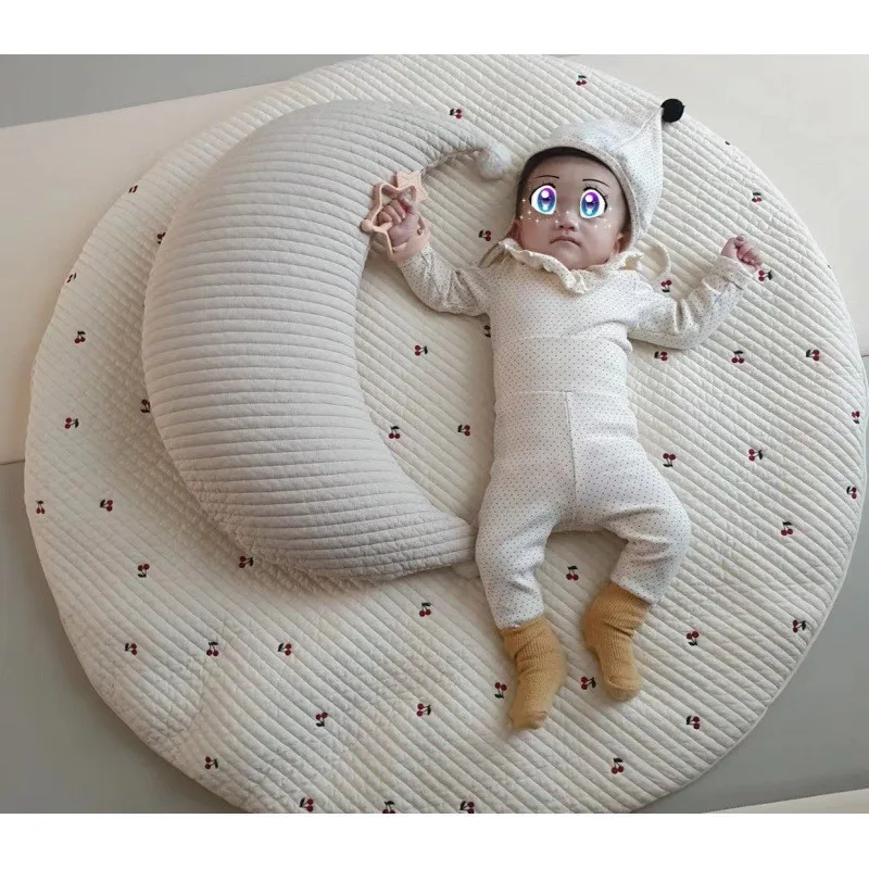 وسادة الرضاعة الطبيعية لحديثي الولادة وسادة قطنية على شكل قمر فراش للأطفال #4