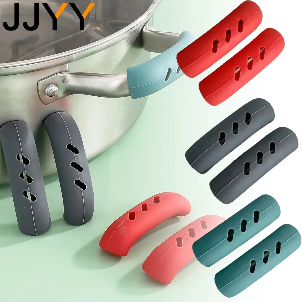 JJYY Silicone pan handle anti-scald cover anti-scald handle frying pan universal heat insulation handle cover kitchen tools