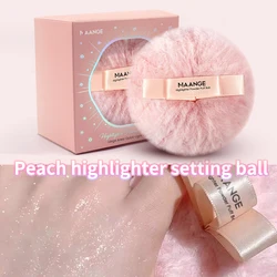 MAANGE Makeup Highlighter Puff Powder Puff Glitter Shimmering Face Body Foundation Sponge Ball Plush Peach Ball Cosmetic Tool