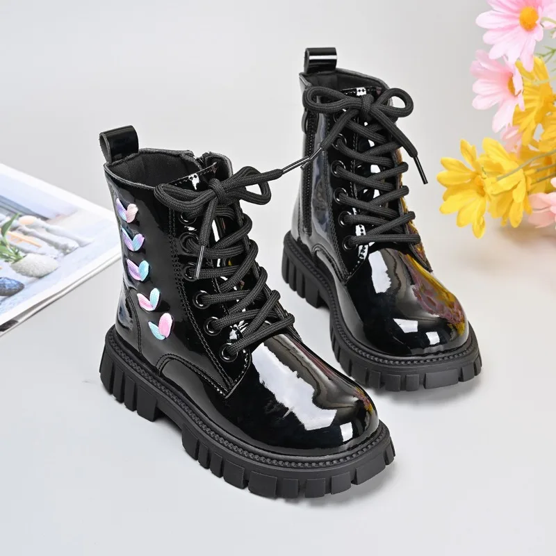 Bild 3: Kinder Kurze Stiefel Koreanischen Stil Vielseitige Kinder Leder Stiefel Mode Seite Zipper 2025, Herbst Neue Mädchen Prinzessin Stiefel Weiche