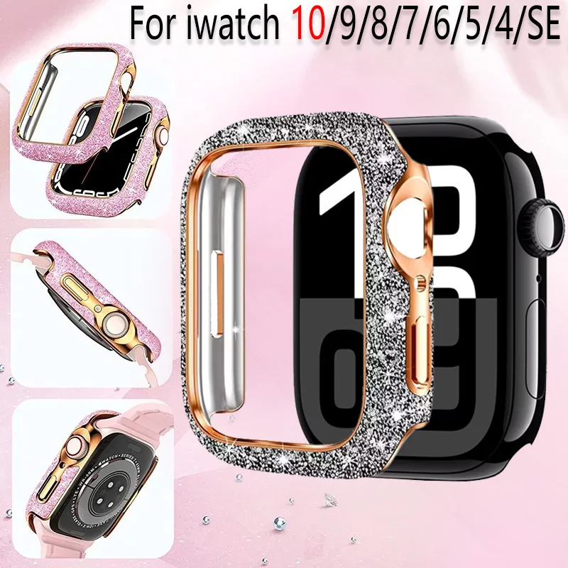 Женский чехол с кристаллами и бриллиантами для Apple Watch 11 10 46/42 мм, защитный чехол от падения iWatch 9 8 7 6 5 4 SE, 45 мм, 41 мм, 44 мм, 40 мм, чехол