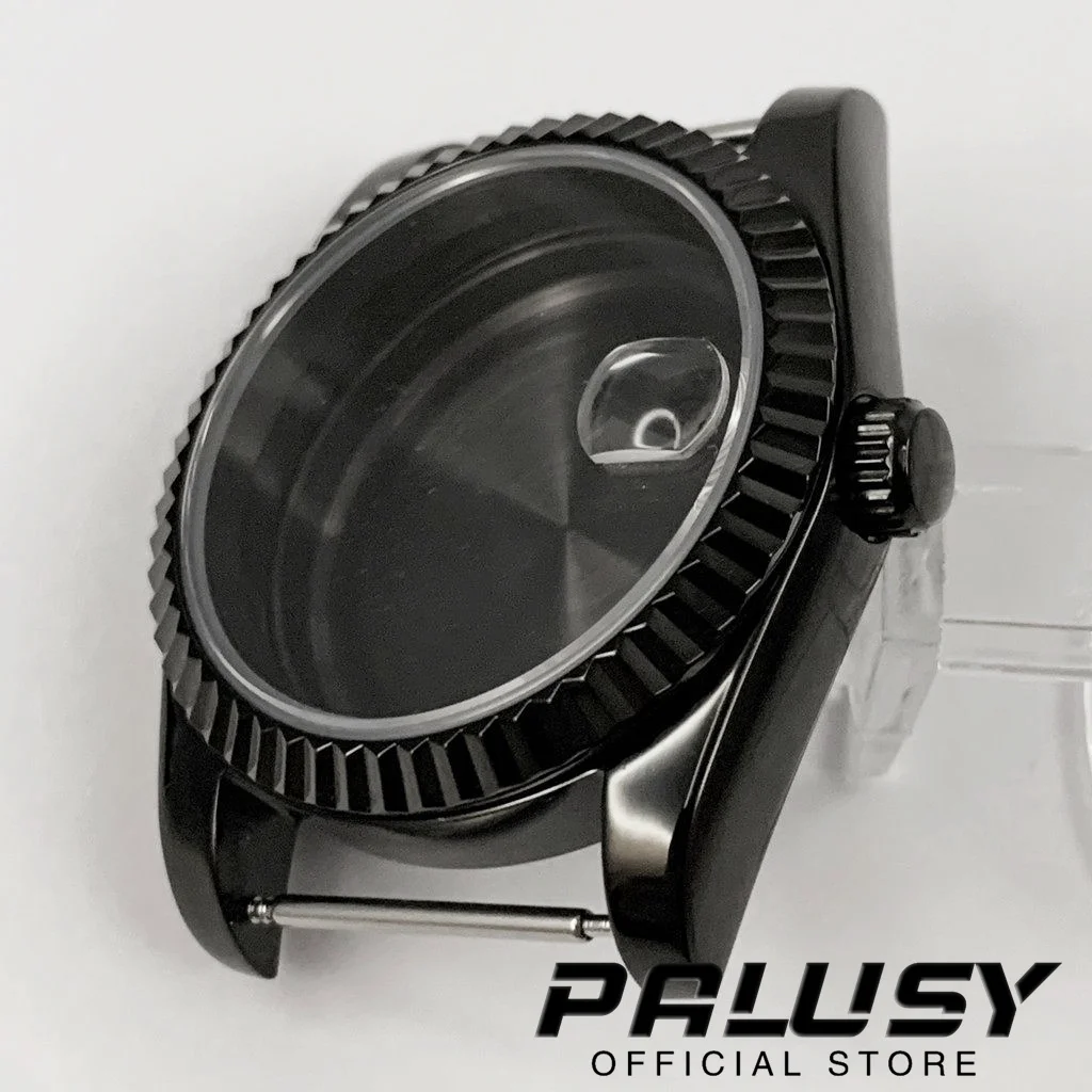 36MM/40MM NH35 Black Fluted Curved Watch Case Sapphire Glass For NH34 NH35 NH36 PT5000 ETA 2824 Miyota 8215  Movement