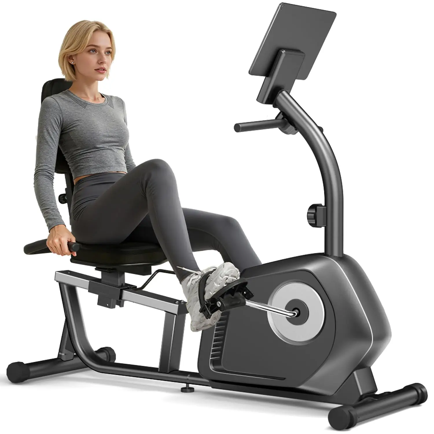 Recumbent Bike Seniors 16-Level Magnetic Resistance Adjustable Seat Heart Rate Sensor LCD Monitor 350LBS, Customized