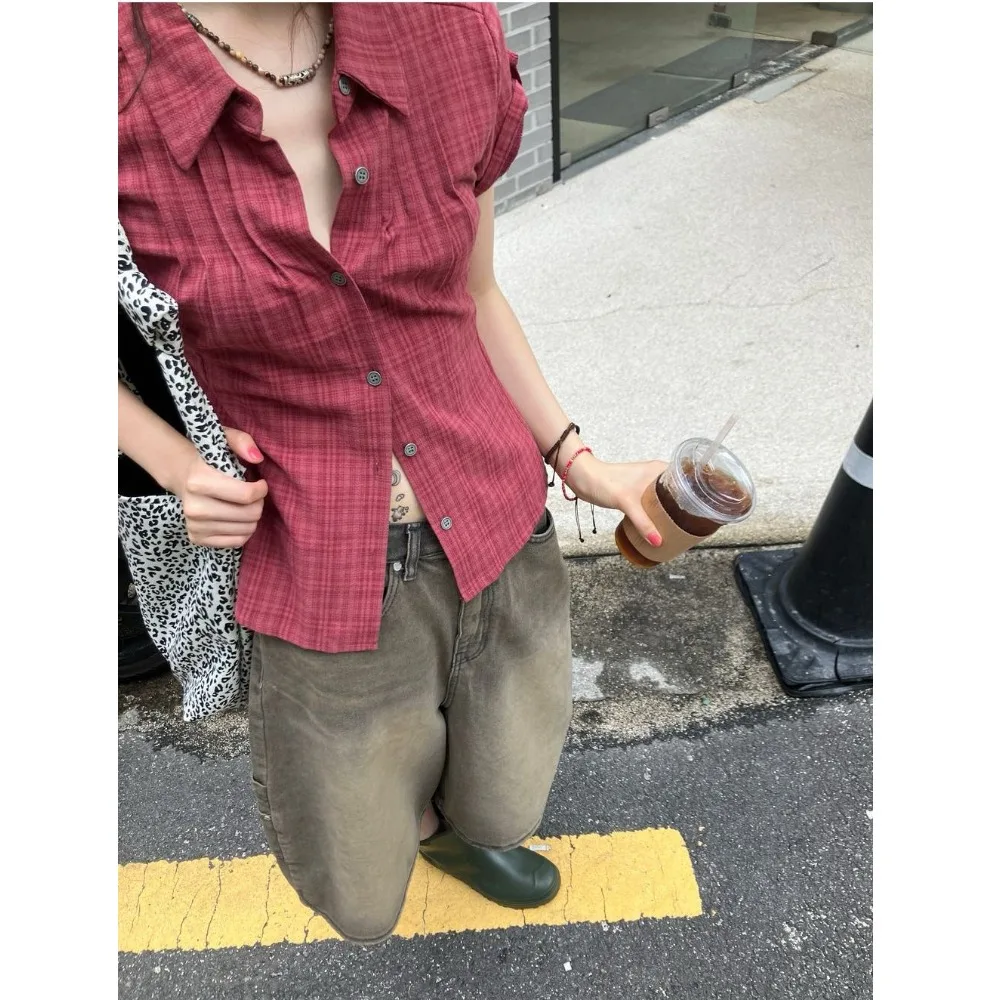 الرجعية منقوشة سليم صالح عادية لينة طوق ort Sve irt الأعلى المرأة Faion الربيع الصيف الهتاف نمط مطوية هيم #3