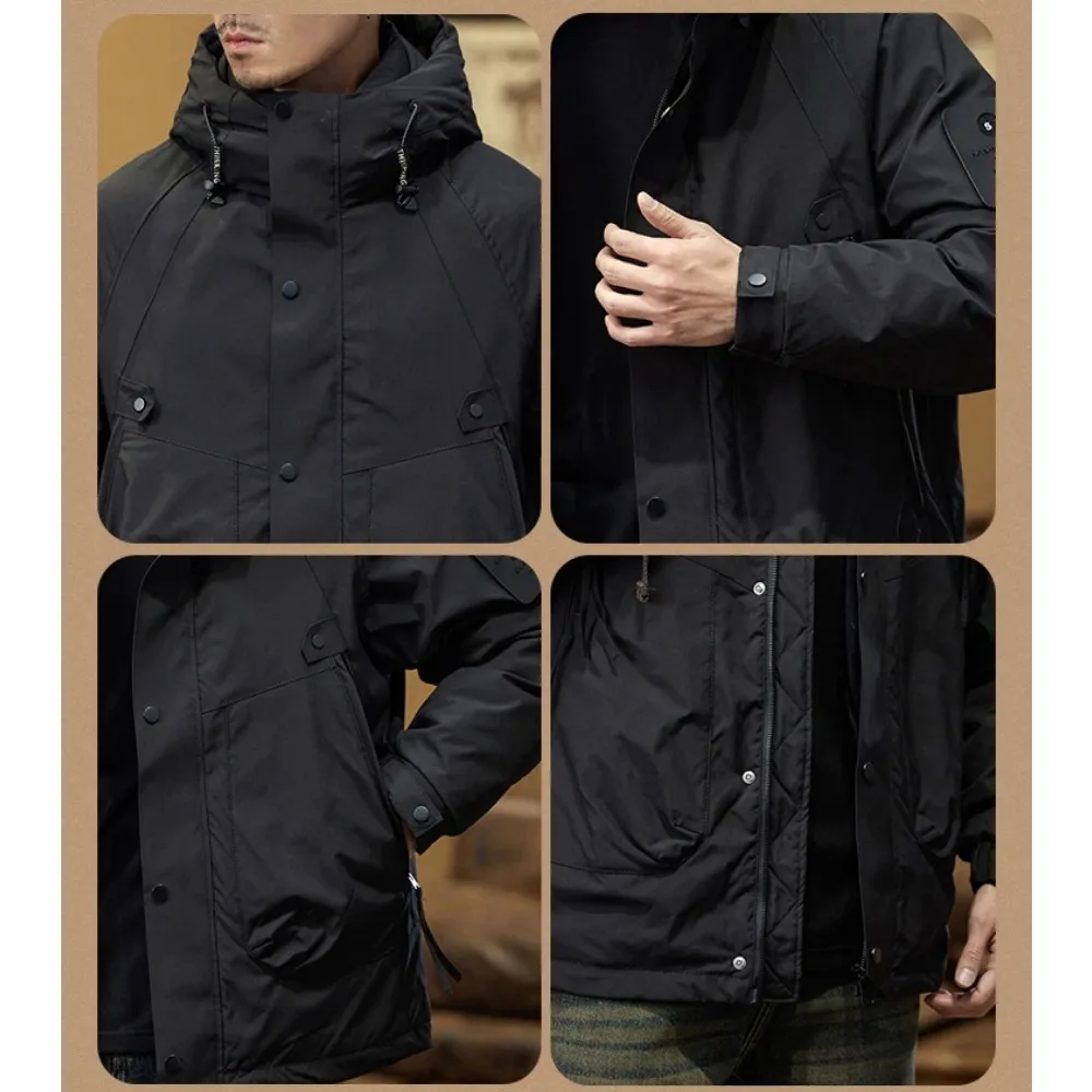 ملابس العمل الأمريكية الرجعية أسفل سترة الرجال الشتاء سميكة الدافئة فضفاضة سترة في الهواء الطلق #6