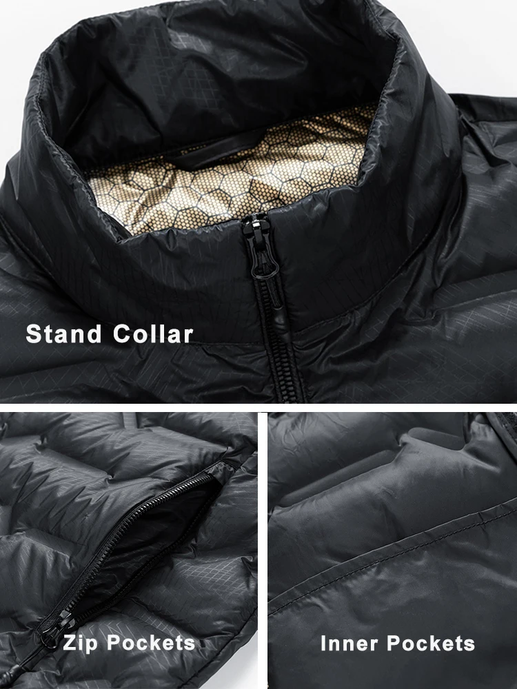 Winter Men\'s Down Jacket Business Casual Stand Collar Windbreaker White Duck Down Padded Lightweight Puffer Coat Big Size 8XL